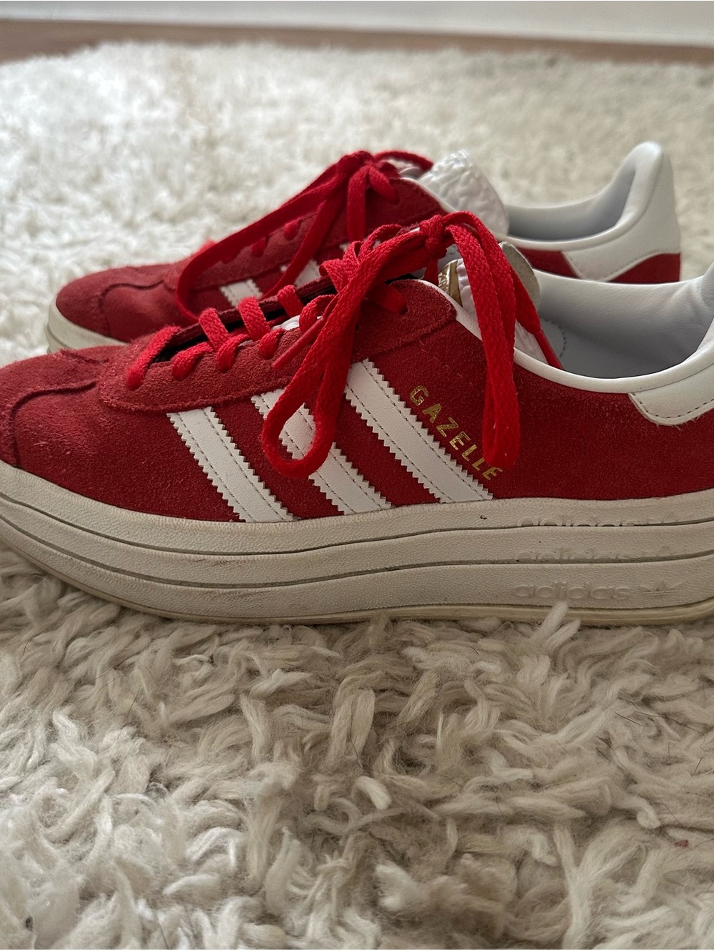 adidas Gazelle Platform Suede Sneakers - Red/White